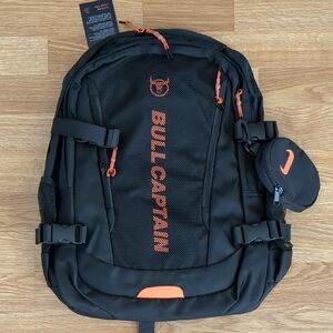 Mens or Womens Black and Orange Laptop Backpack by Bull Captain, NEW, nwt